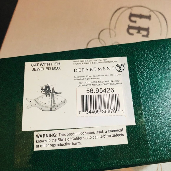 Department 56 Cat With Fish Jeweled Box - Picture 10 of 11